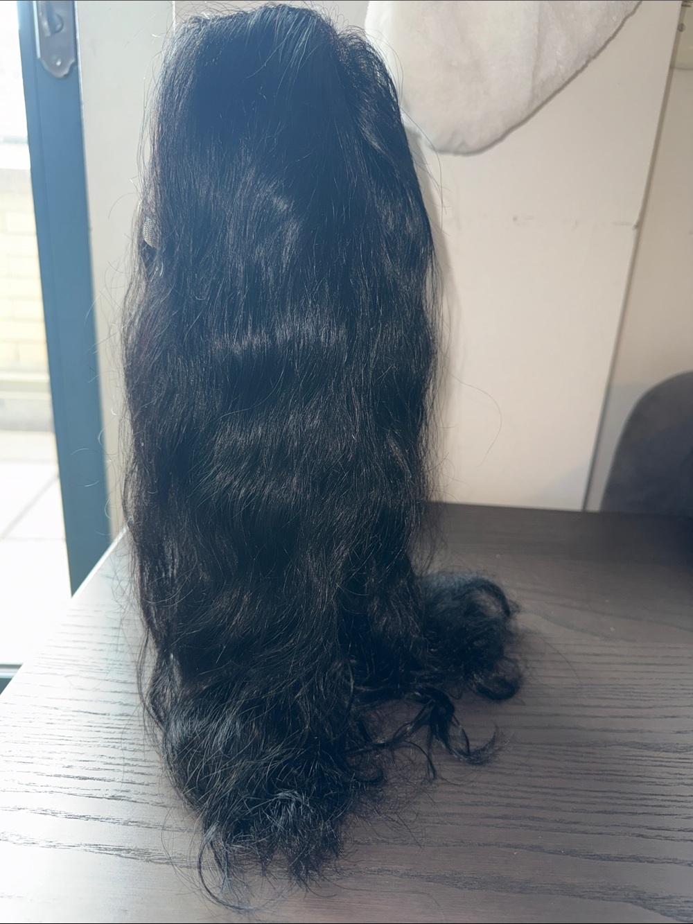 Laflare Black lace front 14 inch 💯Human Hair Wig naturally wavy, jet black